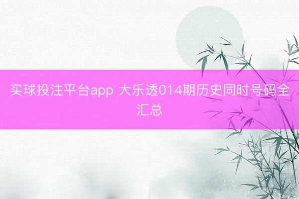买球投注平台app 大乐透014期历史同时号码全汇总