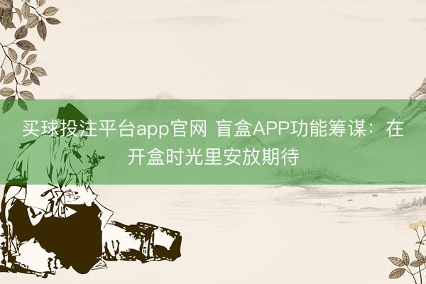 买球投注平台app官网 盲盒APP功能筹谋:在开盒时光里安放期待