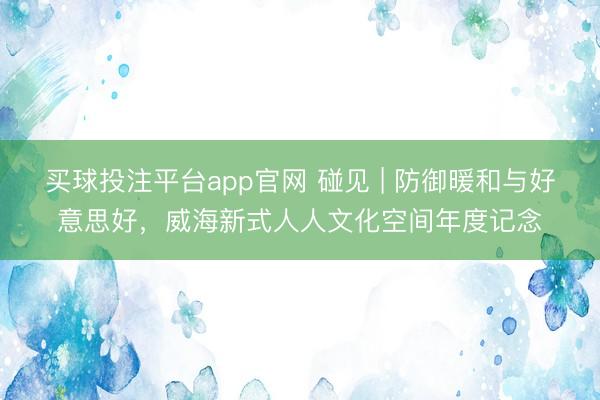 买球投注平台app官网 碰见 | 防御暖和与好意思好,威海新式人人文化空间年度记念