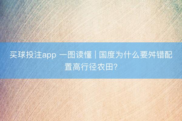 买球投注app 一图读懂 | 国度为什么要舛错配置高行径农田?