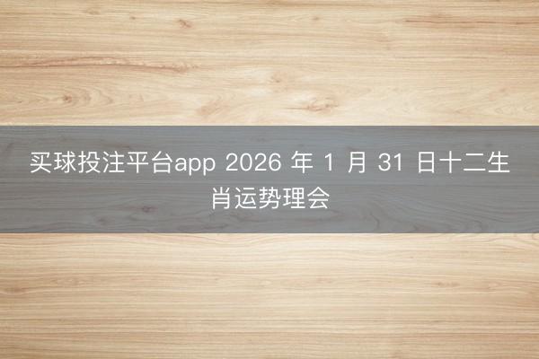 买球投注平台app 2026 年 1 月 31 日十二生肖运势理会