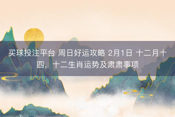 买球投注平台 周日好运攻略 2月1日 十二月十四,十二生肖运势及肃肃事项