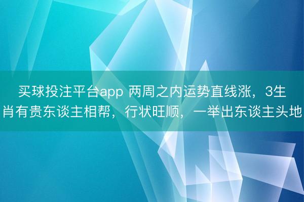 买球投注平台app 两周之内运势直线涨,3生肖有贵东谈主相帮,行状旺顺,一举出东谈主头地