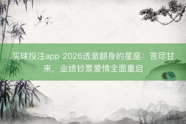 买球投注app 2026透澈翻身的星座：苦尽甘来，业绩钞票爱情全面重启