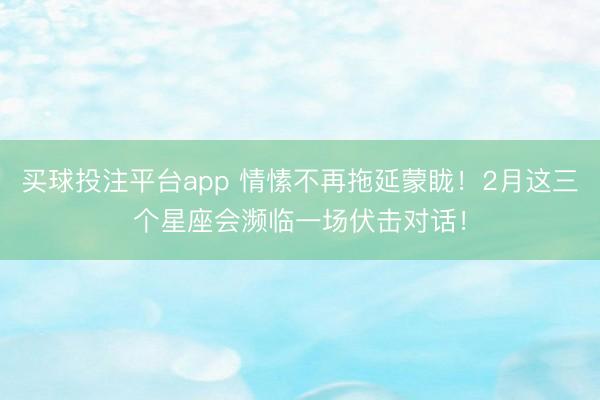 买球投注平台app 情愫不再拖延蒙眬！2月这三个星座会濒临一场伏击对话！