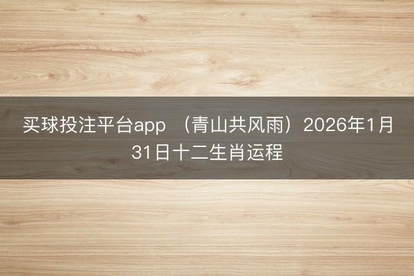 买球投注平台app （青山共风雨）2026年1月31日十二生肖运程
