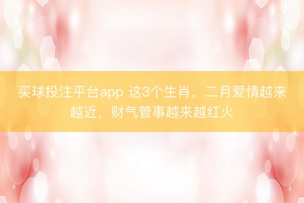 买球投注平台app 这3个生肖，二月爱情越来越近，财气管事越来越红火