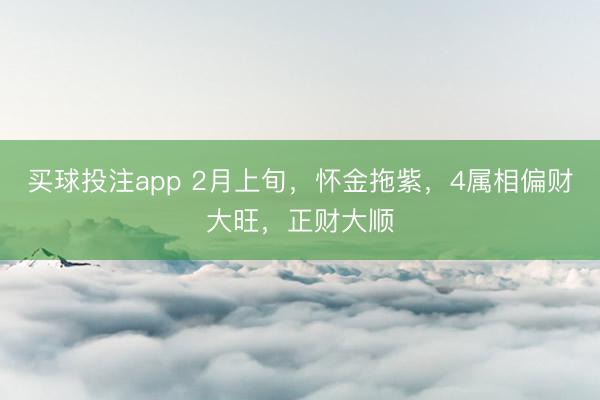 买球投注app 2月上旬，怀金拖紫，4属相偏财大旺，正财大顺