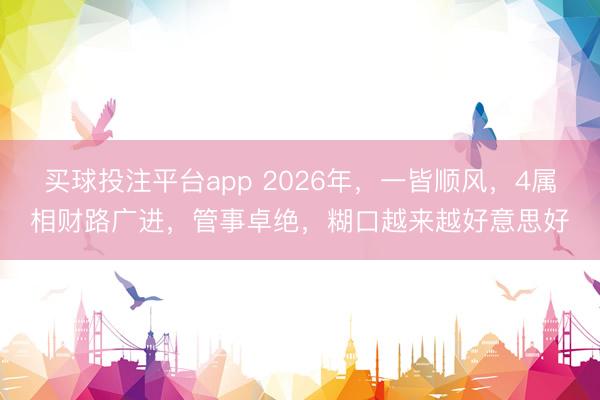 买球投注平台app 2026年，一皆顺风，4属相财路广进，管事卓绝，糊口越来越好意思好