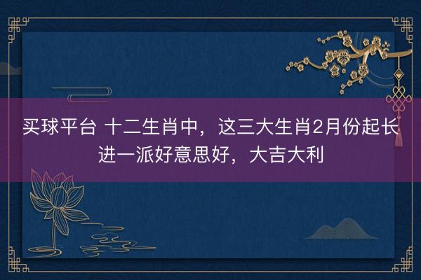 买球平台 十二生肖中，这三大生肖2月份起长进一派好意思好，大吉大利