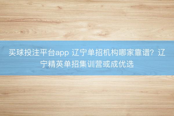 买球投注平台app 辽宁单招机构哪家靠谱？辽宁精英单招集训营或成优选