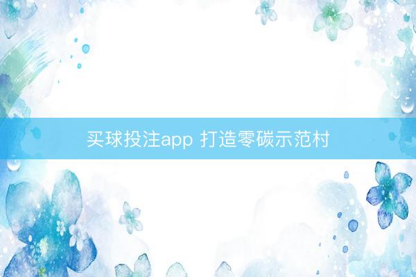 买球投注app 打造零碳示范村