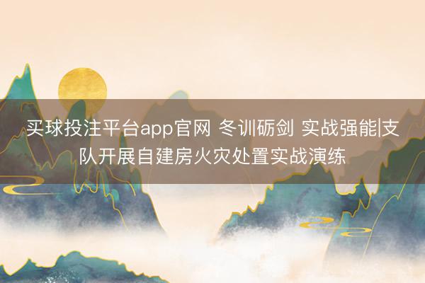 买球投注平台app官网 冬训砺剑 实战强能|支队开展自建房火灾处置实战演练