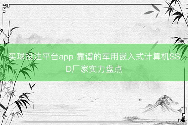 买球投注平台app 靠谱的军用嵌入式计算机SSD厂家实力盘点