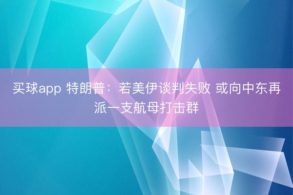 买球app 特朗普:若美伊谈判失败 或向中东再派一支航母打击群