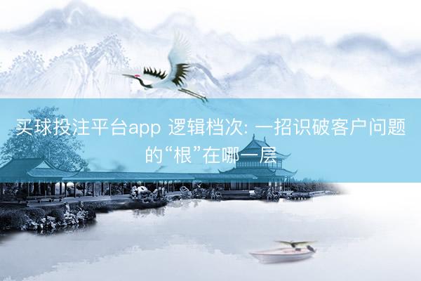 买球投注平台app 逻辑档次: 一招识破客户问题的“根”在哪一层