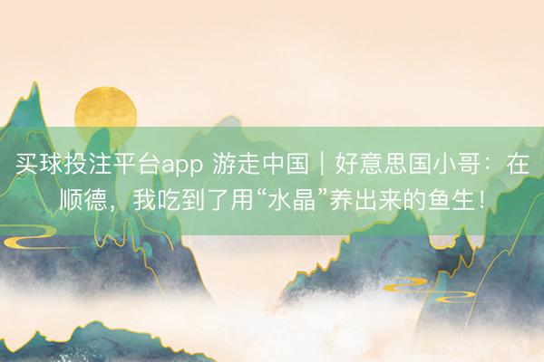 买球投注平台app 游走中国｜好意思国小哥：在顺德，我吃到了用“水晶”养出来的鱼生！