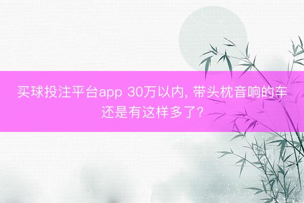 买球投注平台app 30万以内, 带头枕音响的车还是有这样多了?