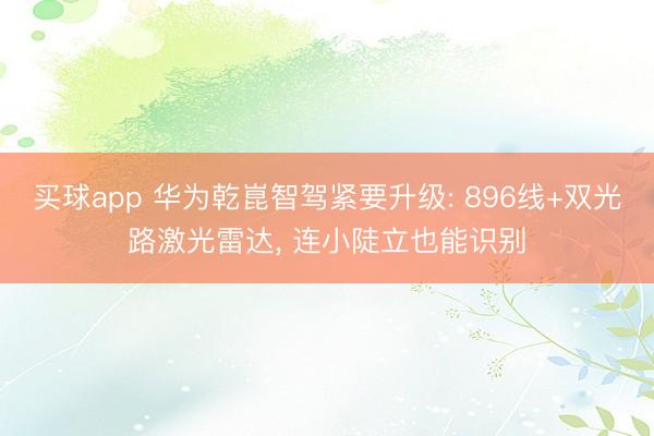 买球app 华为乾崑智驾紧要升级: 896线+双光路激光雷达， 连小陡立也能识别
