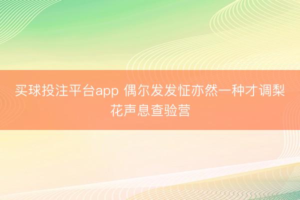 买球投注平台app 偶尔发发怔亦然一种才调梨花声息查验营