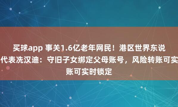 买球app 事关1.6亿老年网民！港区世界东说念主大代表冼汉迪：守旧子女绑定父母账号，风险转账可实时锁定
