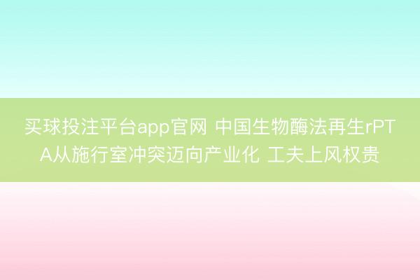 买球投注平台app官网 中国生物酶法再生rPTA从施行室冲突迈向产业化 工夫上风权贵
