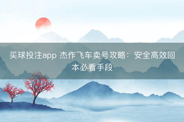 买球投注app 杰作飞车卖号攻略：安全高效回本必看手段