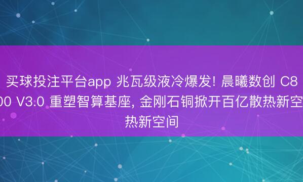 买球投注平台app 兆瓦级液冷爆发! 晨曦数创 C8000 V3.0 重塑智算基座， 金刚石铜掀开百亿散热新空间