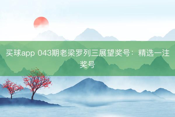 买球app 043期老梁罗列三展望奖号：精选一注奖号