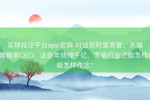 买球投注平台app官网 对话前阿里高管、天猫运筹帷幄家CEO:这些年烧掉千亿,家装行业还能怎样作念?