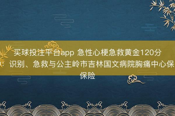 买球投注平台app 急性心梗急救黄金120分钟:识别、急救与公主岭市吉林国文病院胸痛中心保险