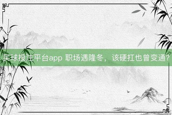 买球投注平台app 职场遇隆冬，该硬扛也曾变通？