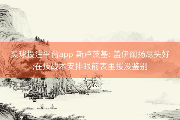 买球投注平台app 斯卢茨基: 盖伊阐扬尽头好;在技战术安排眼前表里援没鉴别