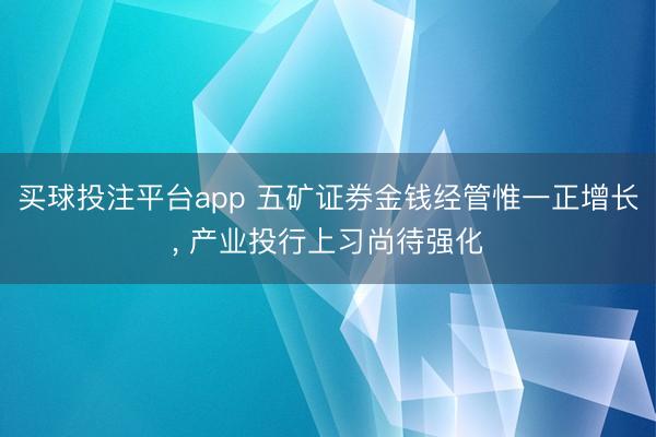 买球投注平台app 五矿证券金钱经管惟一正增长， 产业投行上习尚待强化