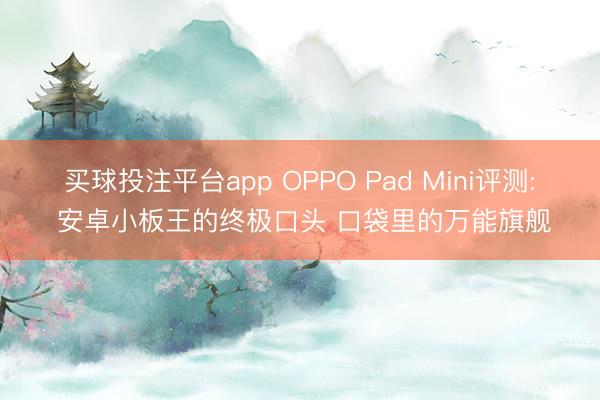 买球投注平台app OPPO Pad Mini评测: 安卓小板王的终极口头 口袋里的万能旗舰