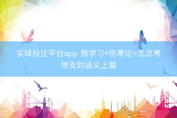 买球投注平台app 我学习«伤寒论»念念考地支的涵义上篇