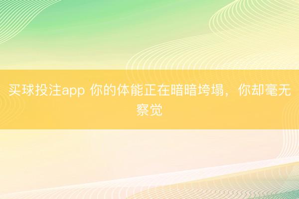 买球投注app 你的体能正在暗暗垮塌，你却毫无察觉