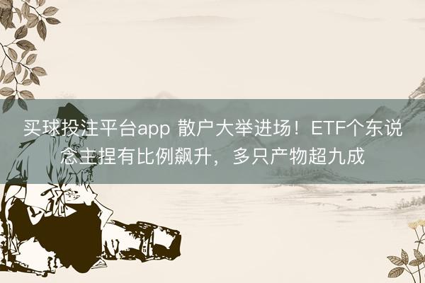买球投注平台app 散户大举进场！ETF个东说念主捏有比例飙升，多只产物超九成
