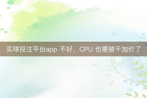 买球投注平台app 不好，CPU 也要被干加价了