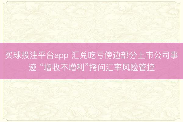 买球投注平台app 汇兑吃亏傍边部分上市公司事迹 “增收不增利”拷问汇率风险管控