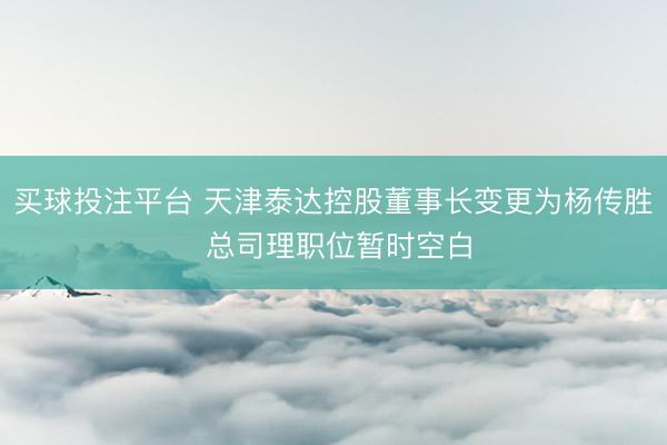 买球投注平台 天津泰达控股董事长变更为杨传胜 总司理职位暂时空白