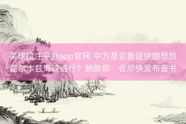 买球投注平台app官网 中方是否敦促伊朗怒放霍尔木兹海峡通行？酬酢部：会尽快发布音书
