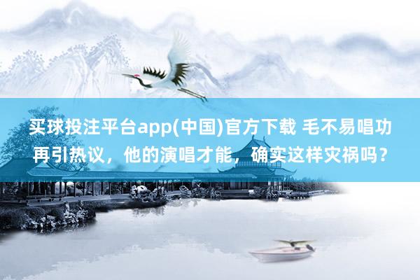 买球投注平台app(中国)官方下载 毛不易唱功再引热议，他的演唱才能，确实这样灾祸吗？