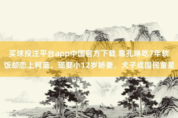买球投注平台app中国官方下载 靠孔琳吃7年软饭却恋上柯蓝，现娶小12岁娇妻，犬子成国民童星