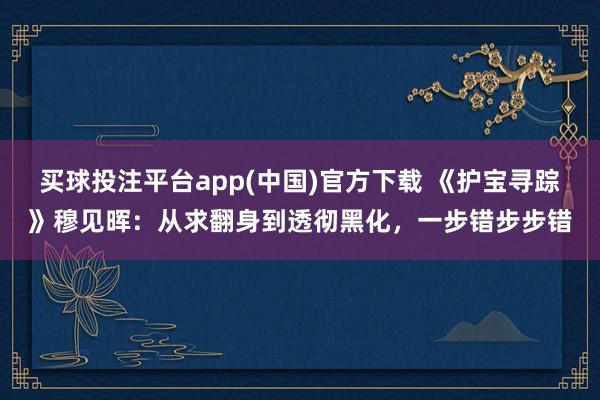 买球投注平台app(中国)官方下载 《护宝寻踪》穆见晖:从求翻身到透彻黑化,一步错步步错