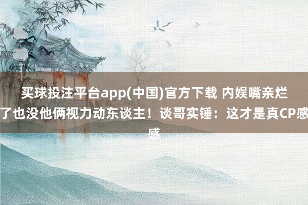 买球投注平台app(中国)官方下载 内娱嘴亲烂了也没他俩视力动东谈主！谈哥实锤：这才是真CP感