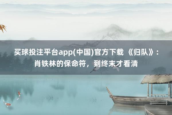 买球投注平台app(中国)官方下载 《归队》：肖铁林的保命符，到终末才看清