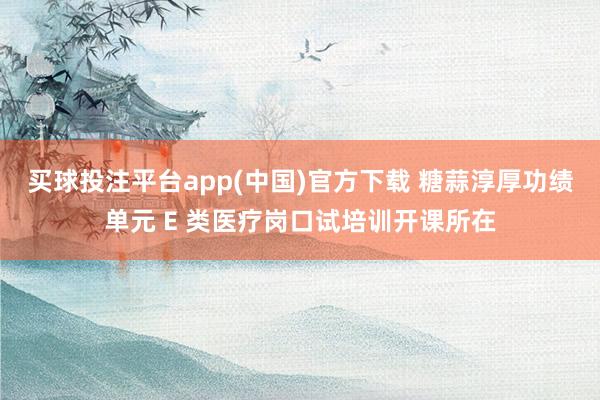 买球投注平台app(中国)官方下载 糖蒜淳厚功绩单元 E 类医疗岗口试培训开课所在