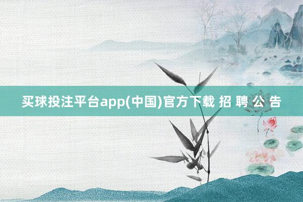 买球投注平台app(中国)官方下载 招 聘 公 告