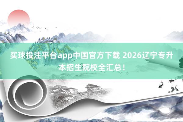 买球投注平台app中国官方下载 2026辽宁专升本招生院校全汇总！